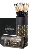 ARTEGRIA Detail Paint Brush Set - 17 Miniature Paint Brushes with Fine Tips, Ergonomic Handle, Dagger Brush for Small Scale Model Art and Paint by Numbers for Adults - Acrylic Watercolor Oil Gouache - Arteztik

