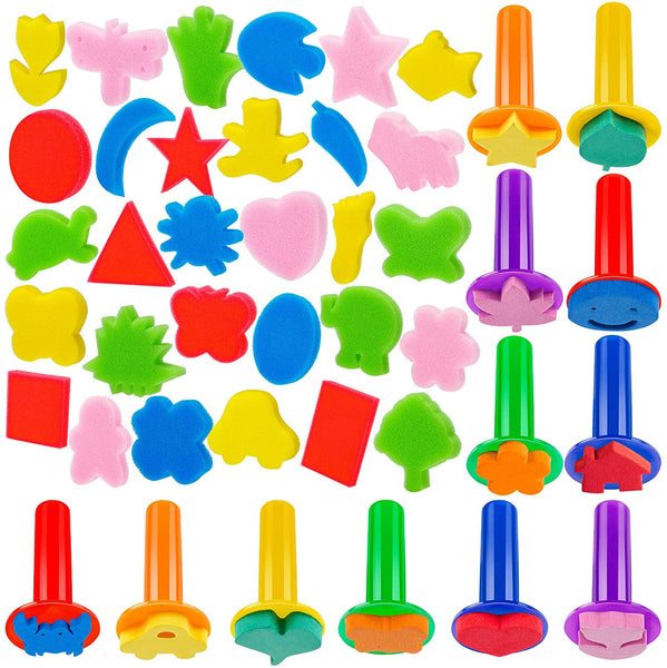 42 esponjas de pintura con forma de esponja EVA para pintar, para niños pequeños - Arteztik