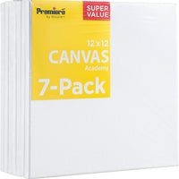 Value Pack Stretched Canvas for Painting, 12 x 12, 7 Pack | Bulk Value Pack Plain White Square Canvas Boards | Triple Acrylic Gesso Primed | Art Supplies for Acrylics, Oil Painting - Arteztik