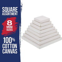 US Art Supply – Mini lienzo estirado cuadrado imprimado de 9.67 oz, surtido de 8 lienzos cuadrados – 1.0 in, 2.0 in, 2.0 in, 2.0 in, 3.0 in, 3.0 in, 3.0 in, 3.7 in, 4.0 in - Arteztik