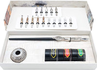 GC QUILL - Juego de bolígrafos de caligrafía de madera con 16 puntas de inmersión, 3 botellas de tinta y 1 soporte para bolígrafo, juego de caligrafía para principiantes - MU-04 - Arteztik
