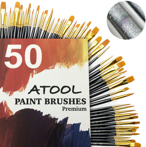 Atool 50 - Pinceles de pintura, Negro Galaxy, 50pcs - Arteztik