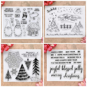 Kwan Crafts 4 hojas diferentes estilo árbol de Navidad Santa claro sellos para hacer tarjetas decoración y bricolaje Scrapbooking - Arteztik