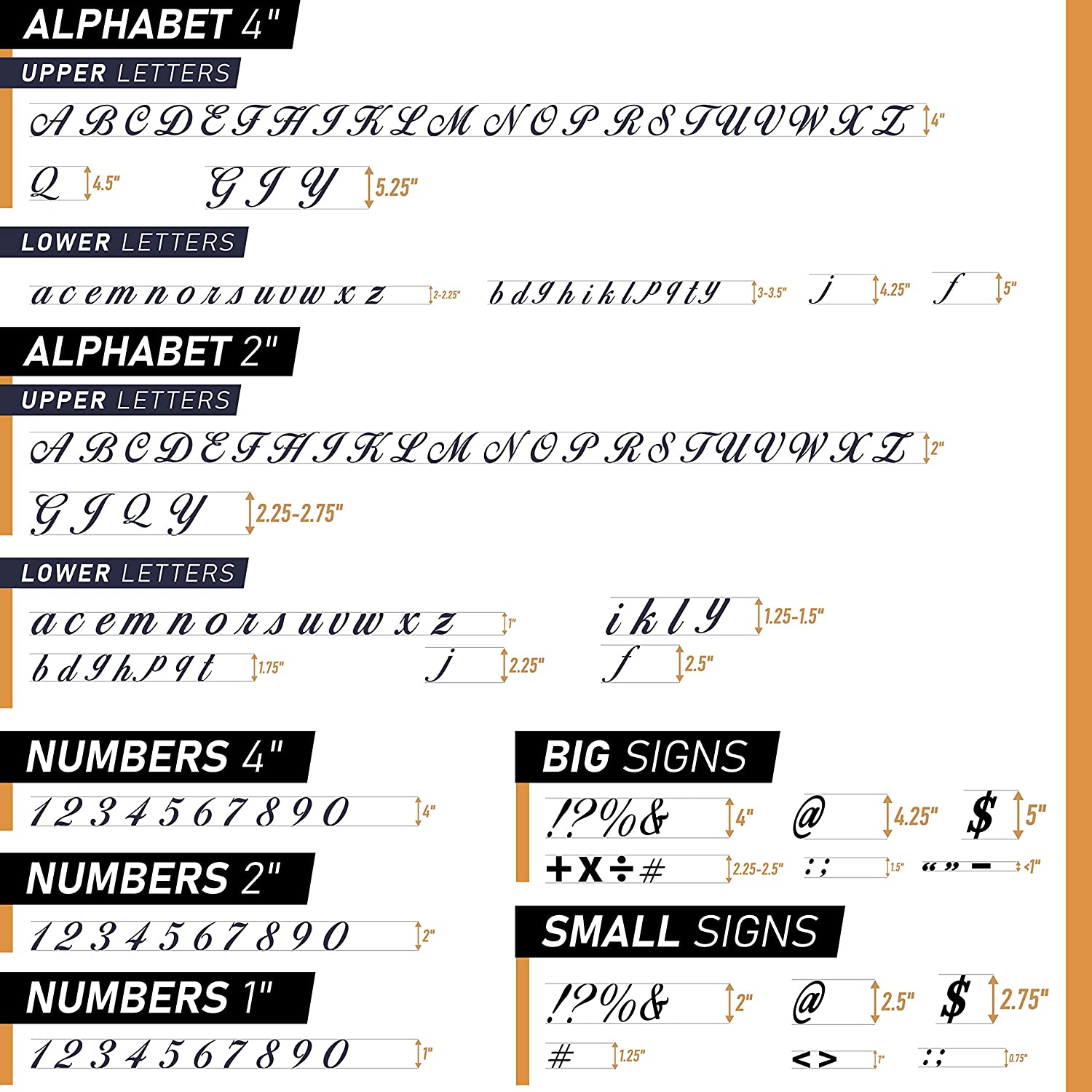 Plantillas de letras del alfabeto de 4 pulgadas para pintar, paquete de 42  plantillas de letras y números con letreros para pintar sobre madera