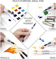 Chromatek - Juego de 6 pinceles de pintura para bolígrafo acuática, incluye tutoriales de vídeo en línea y plantillas de imagen descargables, ideal para todos los pigmentos solubles en agua y medios de acuarela. - Arteztik
