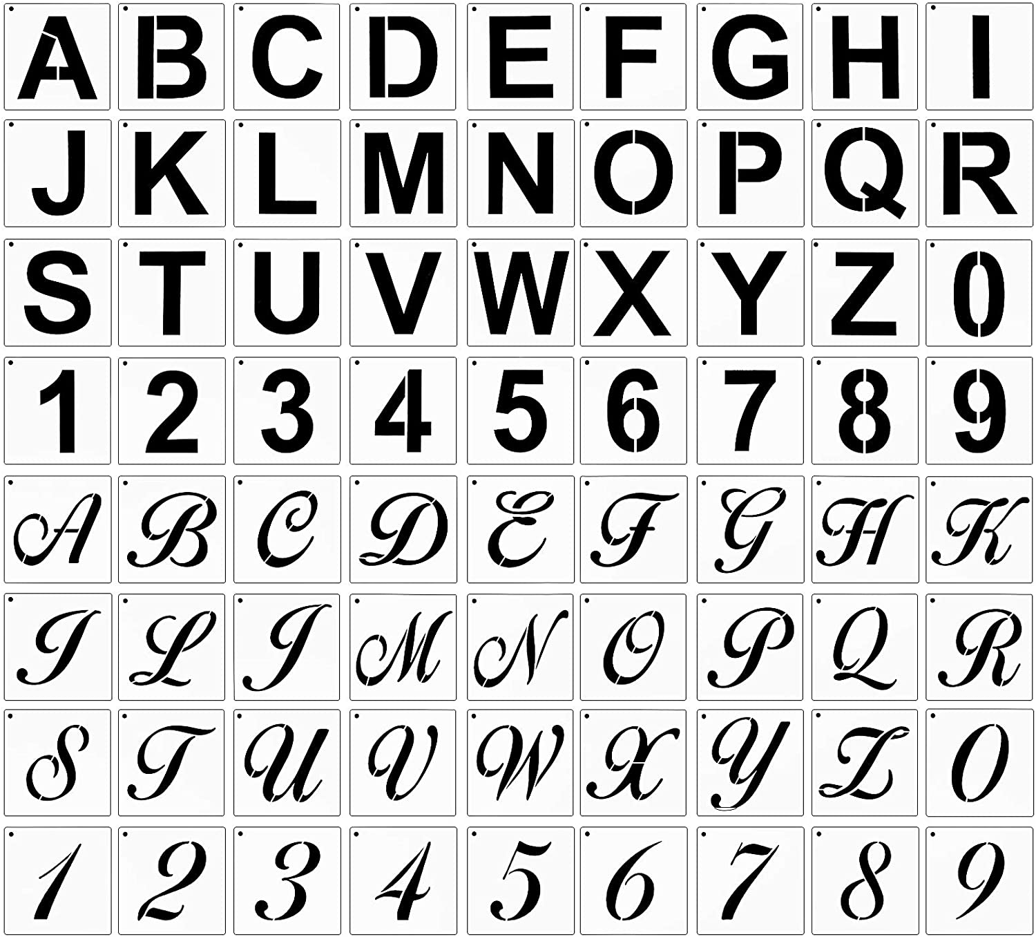 42 plantillas de plantillas de letras y números, plantillas de alfabeto  reutilizables y lavable Abanopi Plantilla