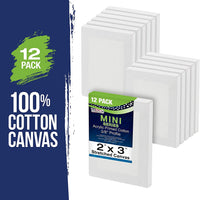US Art Supply 2" x 3" Mini Profesional preparado lona (1-Pack de 12-mini Lienzos) - Arteztik