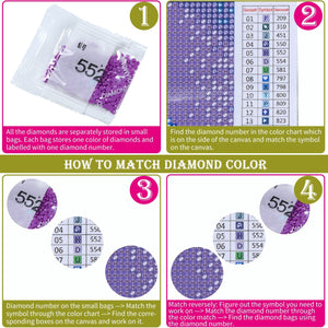Artoree DIY 5D Kit de pintura de diamante por número para adulto, taladro completo diamante bordado Dotz Kit decoración de pared del hogar - Arteztik