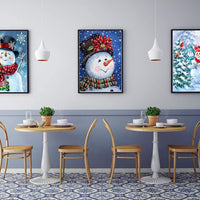 JLHATLSQ Kit de pintura de diamante 5D, diseño redondo de diamantes de imitación, bordado de punto de cruz, suministros de lienzo para decoración de la pared del hogar, adultos y niños, regalo de muñeco de nieve (9.8 x 13.7 pulgadas) - Arteztik