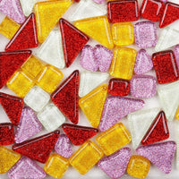 Azulejos de mosaico de colores mixtos, mosaico de cristal brillante, piezas de cristal surtidas cuadradas y triangulares con purpurina, azulejos de mosaico de cristal para decoración del hogar o manualidades, 7.05 oz - Arteztik
