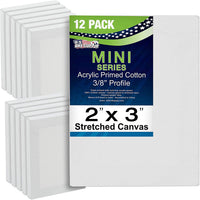 US Art Supply 2" x 3" Mini Profesional preparado lona (1-Pack de 12-mini Lienzos) - Arteztik