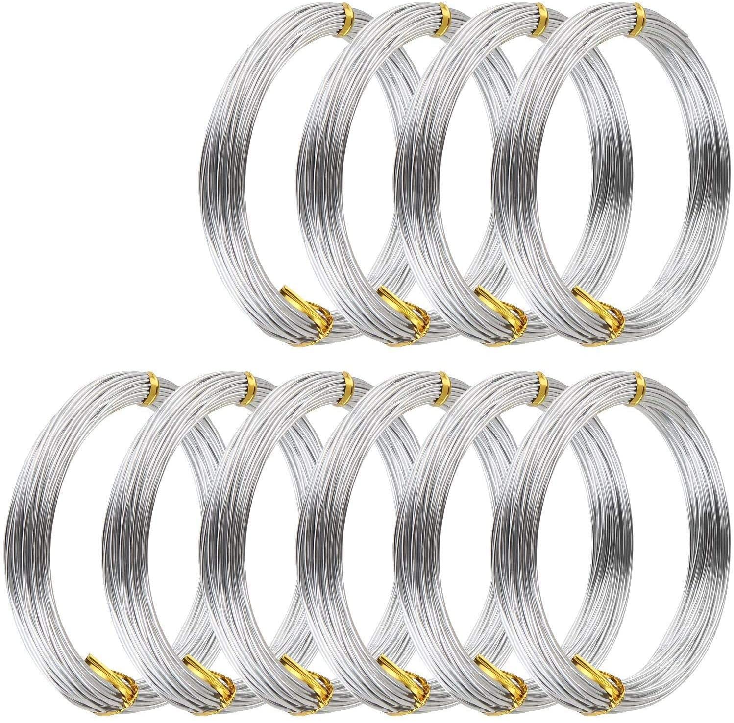 10 rollos de alambre de metal de aluminio flexible, calibre 18, alambr