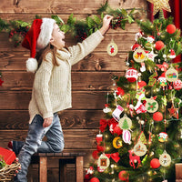 ERKOON 100 piezas de adornos de madera de Navidad sin acabar, manualidades de madera redondas rebanadas de madera Año Nuevo árbol de Navidad colgante DIY manualidades adornos con 6 marcadores de color y 100 cascabeles - Arteztik