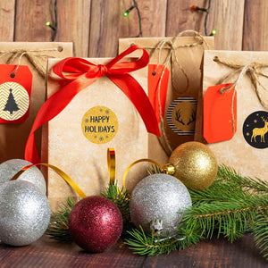 1000 unidades de pegatinas de Navidad con purpurina negra y dorada, 8 diseños múltiples, pegatinas de Navidad, etiquetas de Navidad redondas para tarjetas, sobres, cajas, decoración de sellado, 1.5 in - Arteztik