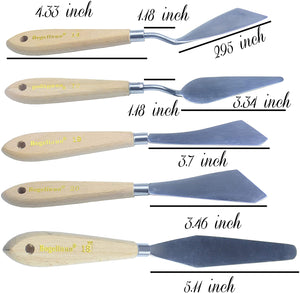 AebDerp - Juego de 5 cuchillos de paleta grande para óleo, lienzo, acrílico, pintura al óleo, rasqueta, pala, cuchillo de pintura con mango de madera - Arteztik