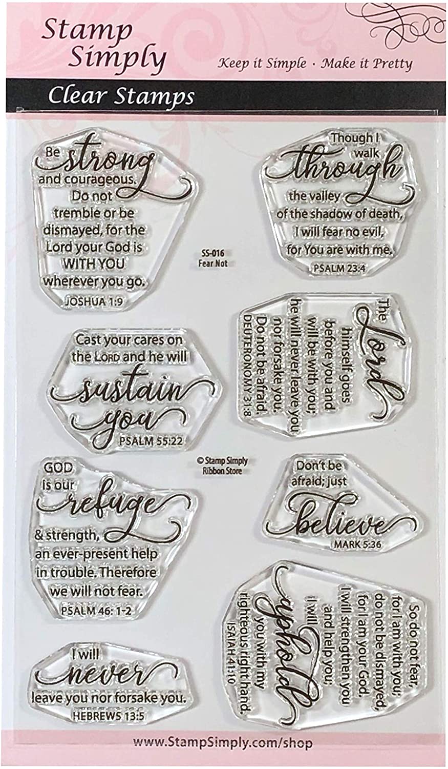 Sello simplemente transparente con sellos Fear Not encourage Words Christian Religious de 4.0 x 6.0 in – 8 piezas - Arteztik
