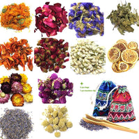Oameusa Flores secas, kit de flores secas, fabricación de velas, fabricación de jabón, AAA rosa de grado alimenticio, flor de jazmín, lavanda, pétalo de rosa, lavanda, lirio, 9 bolsas - Arteztik