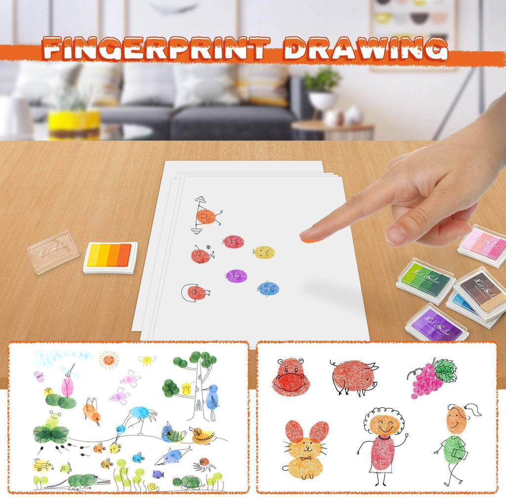 Almohadillas De Tinta Marrón Para Huellas Dactilares - 8 Colores, No Tóxicas, Ideales Para Manualidades, Papel, Tela Y Proyectos Infantiles