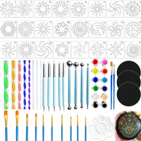 Jantens 59 piezas Mandala Dotting herramientas Set con una cremallera azul impermeable bolsa de almacenamiento para pintura rocas, Mandella Art y bocetos suministros de arte - Arteztik