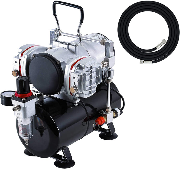 Master Airbrush 1/5 HP Cool Runner II Dual Fan Tank Air Compressor Kit Model TC-326T - Professional Single-Piston with 2 Cooling Fans, Runs Longer Without Overheating - Regulator Water Trap, Holder - Arteztik