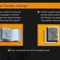 Papel de transferencia de grafito (25 hojas 9 pulgadas x 13 pulgadas) para diseños en madera, papel, y otras superficie, por MyArtscape™. - Arteztik