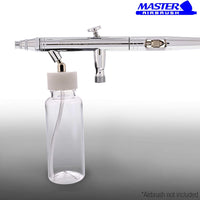 Master Airbrush (paquete de 10) TB-009 Botellas de plástico vacías de 3.4 onzas (100 cc) con adaptador de ángulo inferior de 30° – Se adapta a aerógrafos de alimentación de sifón de doble acción, uso con Master Badger Paasche Iwata - Arteztik