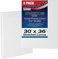 U.S. Art Supply 30 x 36 inch Stretched Canvas 12-Ounce Primed 3-Pack - Professional White Blank 3/4" Profile Heavy-Weight Gesso Acid Free Bulk Pack - Painting, Acrylic Pouring, Oil Paint - Arteztik
