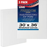 U.S. Art Supply 30 x 36 inch Stretched Canvas 12-Ounce Primed 3-Pack - Professional White Blank 3/4" Profile Heavy-Weight Gesso Acid Free Bulk Pack - Painting, Acrylic Pouring, Oil Paint - Arteztik