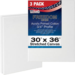24 x 36 inch Stretched Canvas 12-Ounce Triple Primed, 3-Pack - Professional  Artist Quality White Blank 3/4 Profile, 100% Cotton, Heavy-Weight Gesso