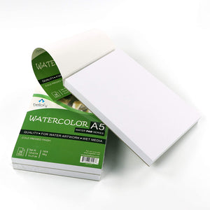 Bellofy - Juego de 50 hojas de papel para acuarela, tamaño A5, 130 IB/6.70 oz/m², 5,8 x 8,3 pulgadas, papel prensado en frío, cuaderno de acuarela, cuaderno de acuarela - Arteztik