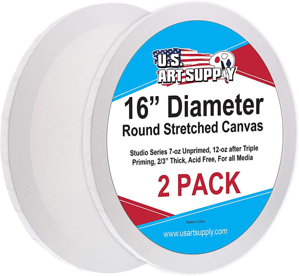 Estados Unidos Art Supply 16 inch de diámetro redondo 12 ounce imprimado gesso calidad profesional sin ácidos lona (paquete de 2) - Arteztik