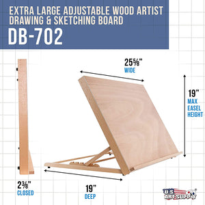 U.S. Art Supply - Tabla de dibujo de madera ajustable para artistas, 24.8 in de ancho x 18.9 in de alto (A2), 11.0 in de ancho x 13.8 in de alto y 36 colores de acuarela. - Arteztik