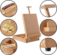 7 elementos de madera de haya, gran mesa de escritorio, caballete, para arte, pintura y dibujo, portátil con almacenamiento - Arteztik
