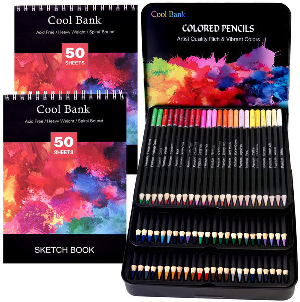 72 lápices de colores profesionales, juego de lápices de artista con 2 x 50 páginas de dibujo (A4), plomo premium de la serie suave con colores vibrantes para bocetos, sombreado y colorear en caja de lata - Arteztik