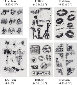 honbay 6 hojas diferentes estilo Pretty patrones silicona transparente tarjeta de sellos para decoración y álbumes de recortes - Arteztik