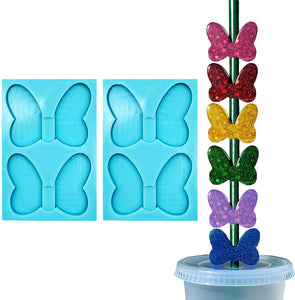 Molde de silicona para decoración de pajita con lazo de mariposa (2 piezas) para resina epoxi - Arteztik