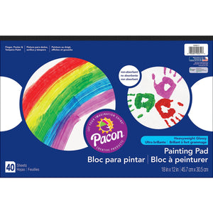 Pacon PAC104611BN - Cuaderno de papel para pintar, color blanco, 18.0 x 12.0 in, 40 hojas por bloc, 3 almohadillas - Arteztik