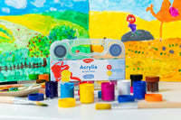 Daco - Pintura acrílica acrílica para niños, incluye 12 colores 0.7 fl oz, con caja de viaje y almacenamiento, pintura acrílica para principiantes, niños, suministros de pintura escolar, lienzo de pintura, pintura de dedo - Arteztik
