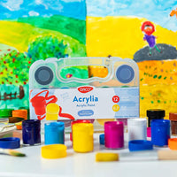 Daco - Pintura acrílica acrílica para niños, incluye 12 colores 0.7 fl oz, con caja de viaje y almacenamiento, pintura acrílica para principiantes, niños, suministros de pintura escolar, lienzo de pintura, pintura de dedo - Arteztik