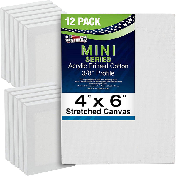 US Art Supply - Mini lienzo de 3.9 x 5.9 in con imprimación profesional (1 paquete de 12 mini lienzos) - Arteztik