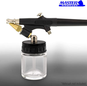 Master Airbrush (paquete de 10) TB-003 Botellas vacías de 3/4 onzas (22cc) con tapa adaptador de ángulo inferior de 60° – Se adapta a aerógrafos de alimentación de sifón de una sola acción, uso con Master Badger Paasche, Iwata - Arteztik