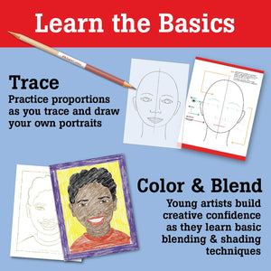 Faber-Castell World Colors How to draw Face Kit - Aprende a dibujar retratos para principiantes - 40 unidades de lápices para colorear en tono de piel y juego de arte de papel - Arteztik