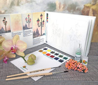 Kit de acuarela (completo) con cuaderno creativo de arte DIY regalo acuarela paleta pinturas Insparea How-to Coloring Watercolor Sketchbook Like Paint by Numbers - Arteztik
