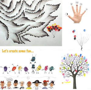 Paquete de 10 almohadillas de tinta para manualidades con diseño de arcoíris para los dedos, para profesores, niños, para hacer tarjetas con huella dactilar, lavables, negro, dorado, azul, rosa - Arteztik