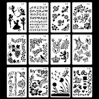 honbay 12pcs estilo diferente plantillas plantillas de plástico con ángel Cartas Flores Aves Mariposas para Bullet diario Pintura Dibujo Artesanía Proyecto de escuela, 9.7 x 6.3 inch - Arteztik