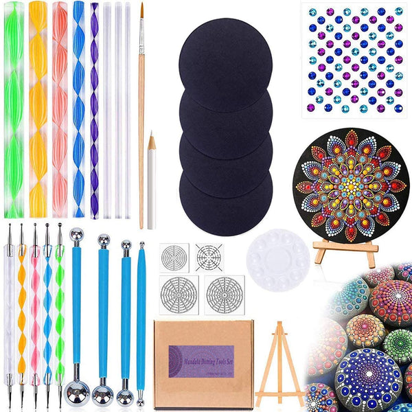 PASISIBICK 10 piezas de cartón redondo negro mandala papel kraft DIY cartones para artista pintor - Arteztik