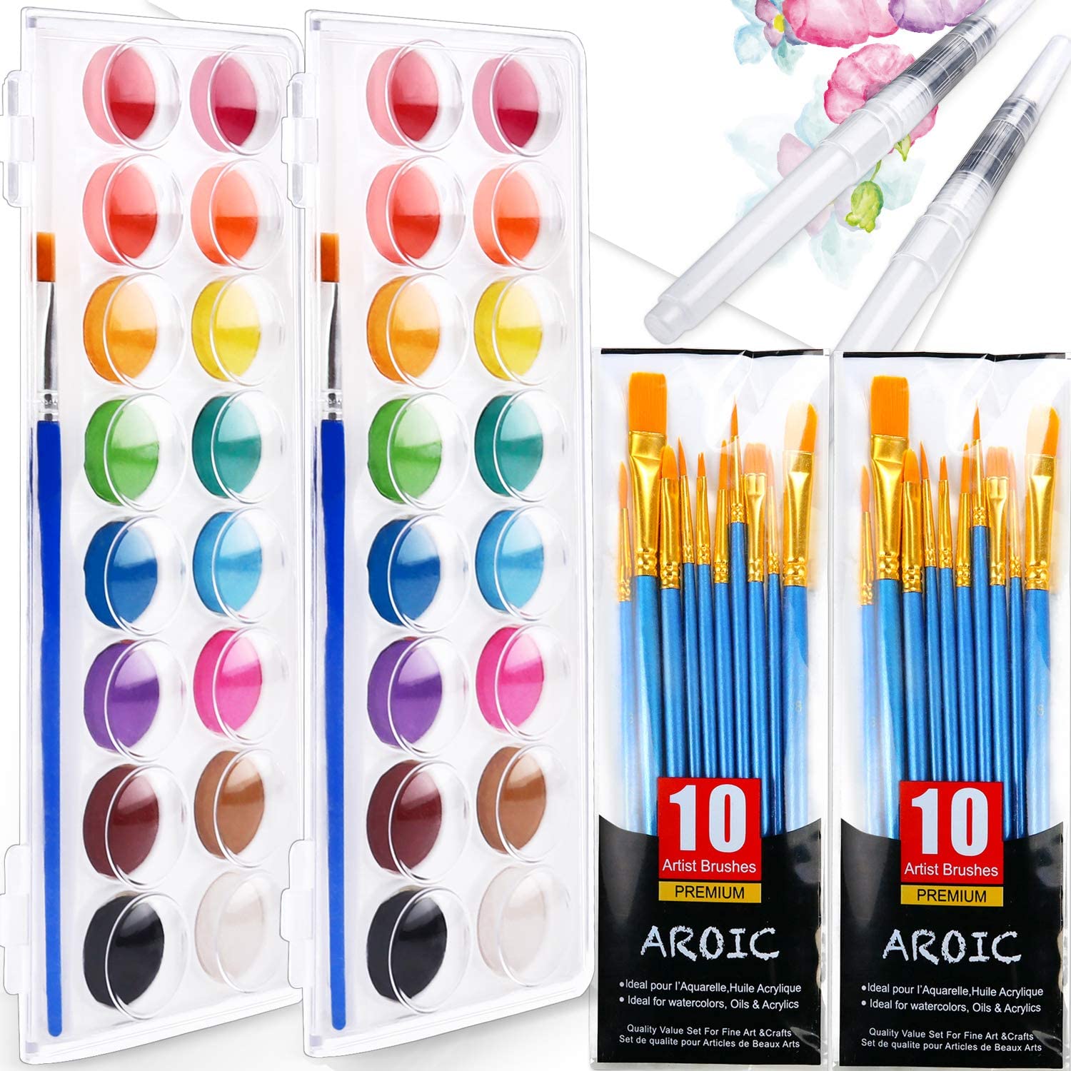 AROIC Paint Brushes Set,130pcs Nylon Hair Round Brushes Bulk Small, for  Acrylic Oil Watercolor Artist Professional Painting Kits