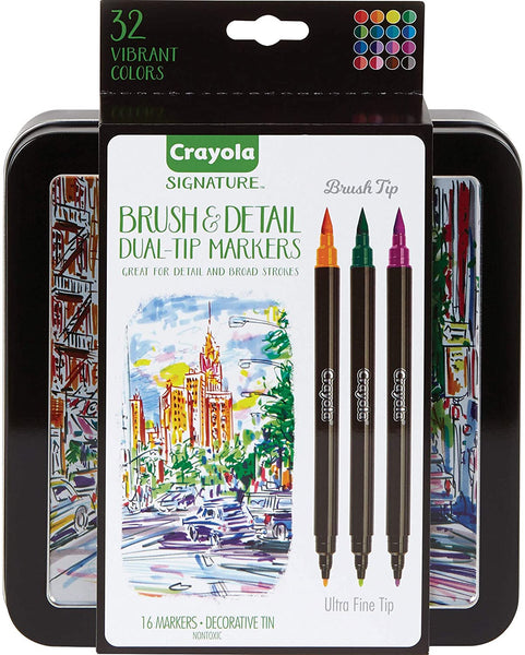 Set de caligrafía con rotuladores de doble punta de Crayola, con punta fina y punta gruesa - Arteztik