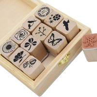 Youkwer - Juego de 12 sellos de madera con caja de madera, S - Arteztik