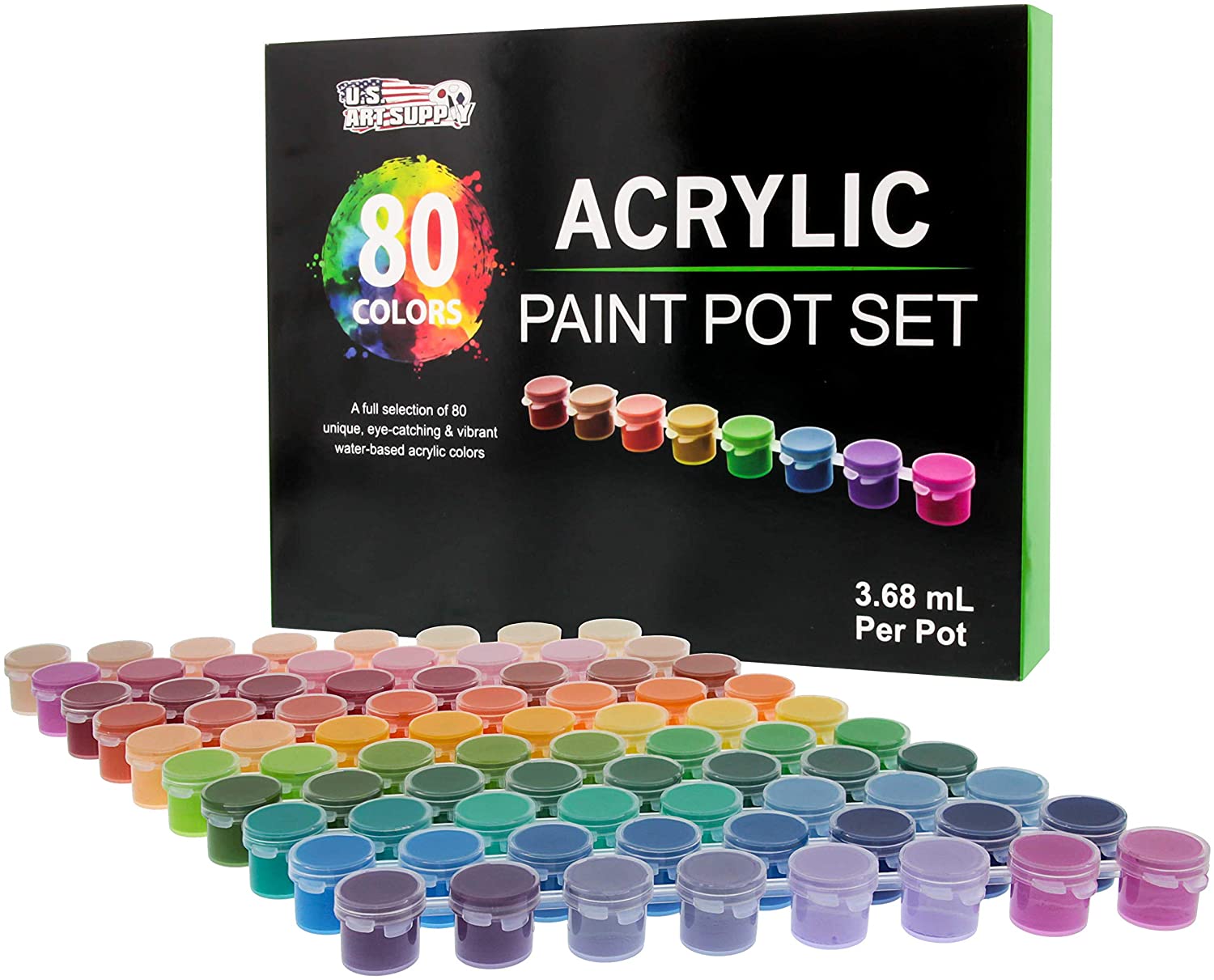 PROMOTCK - Juego de pintura acrílica, 18 (2 fl oz/2.0 fl oz), varios  colores de acabado mate para pintura, dibujo y suministros de arte, pintura